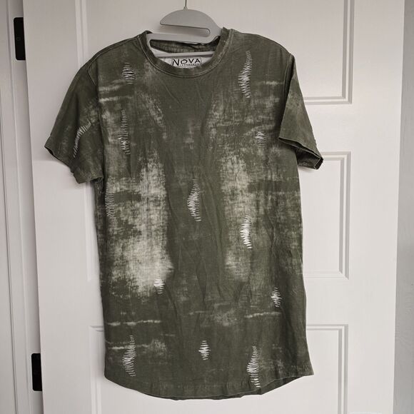 Men's Nova Industries Green Distressed/Ripped Casual T-Shirt | Size Small - Picture 1 of 12